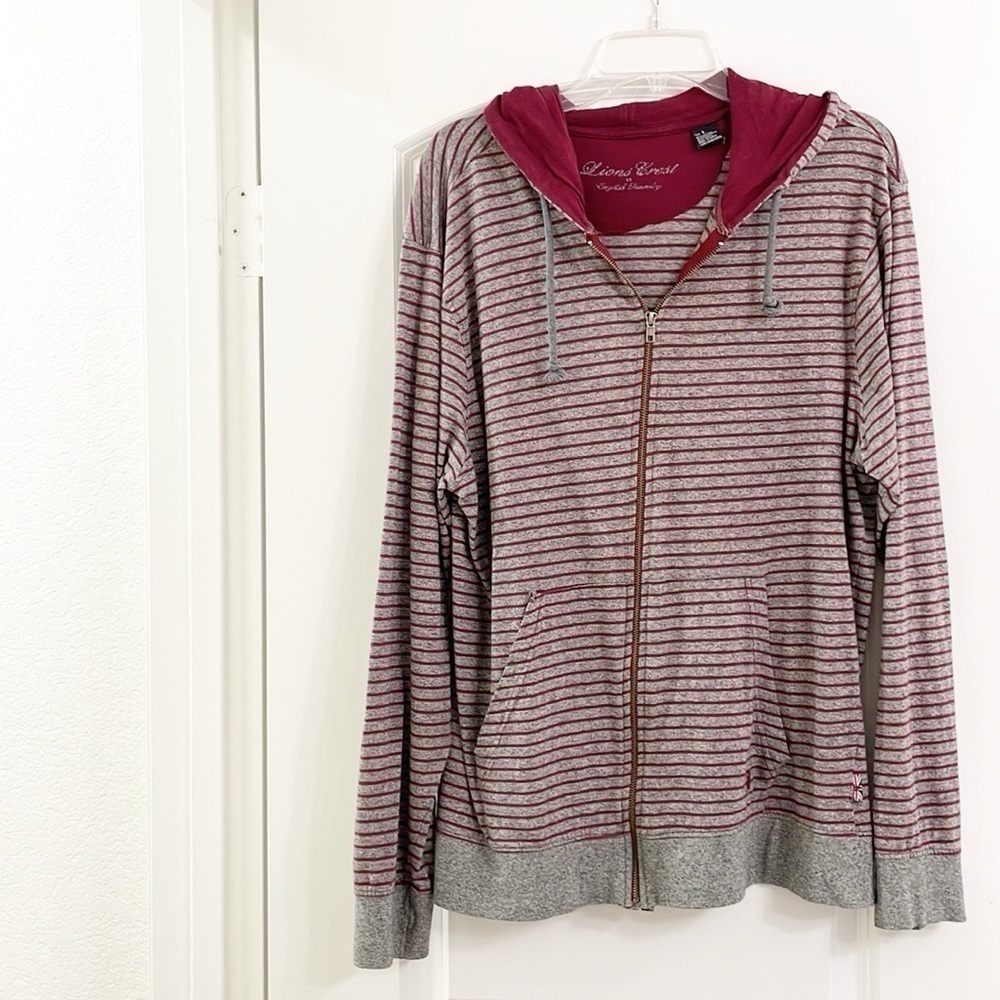 Lions Crest by English Laundry striped zip up jacket with hood